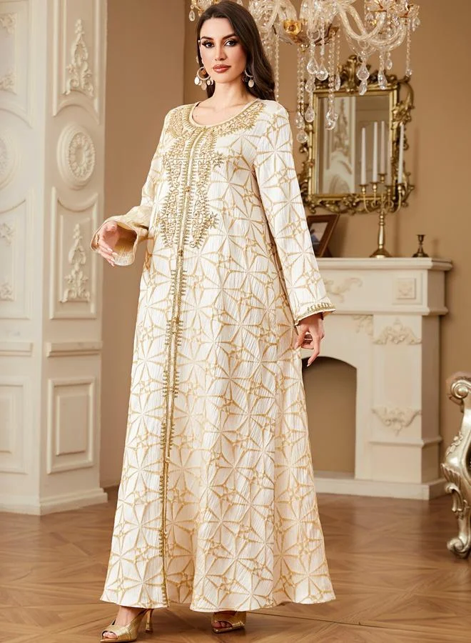 Take Two Women Textured Faux Pearl Detail Jalabiya